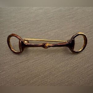 Vintage Swank Equestrian Snaffle Bit Brooch — Gold Tone Lapel Pin